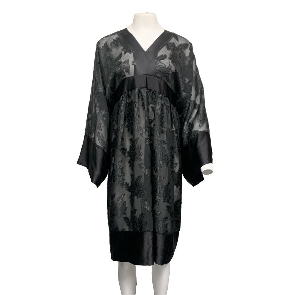 TTE 100% Silk Sheer Dress Flower Pattern